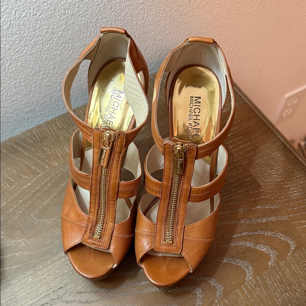 Michael Kors Brown Leather Heeled Sandals